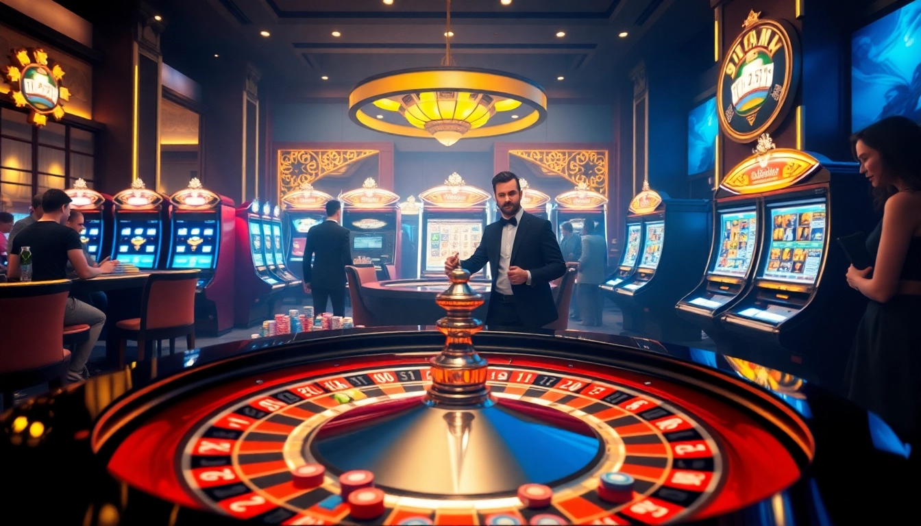 Experience the thrilling atmosphere of tỷ số 7m in an upscale casino setting with vibrant games and eager players.