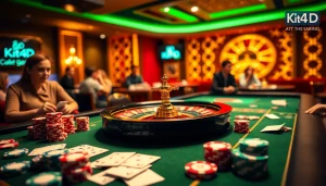 Aksi yang menarik di meja perjudian online KIT4D dengan chip dan kartu yang penuh warna