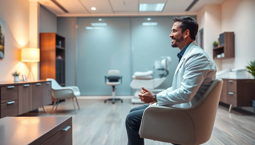 親しみやすい男性医師と患者が診療する、上野クリニックの口コミ・評判を示す専門的なクリニック相談のイメージ。