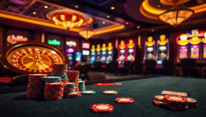 Experience thrilling gambling at uu88's luxurious casino tables with vibrant slot machines.