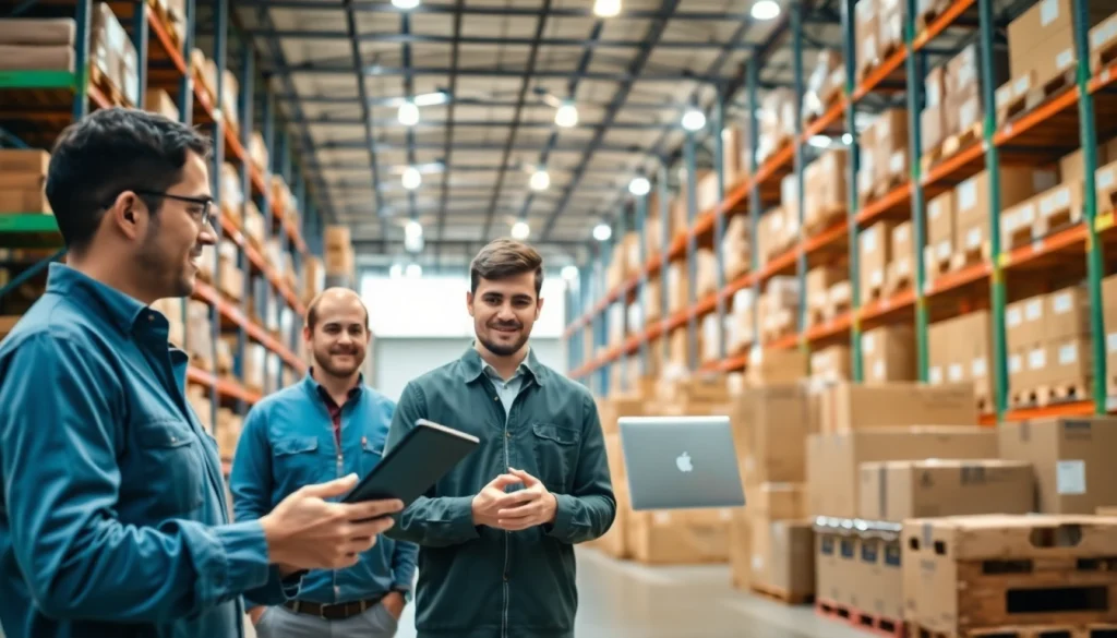 Streamlined operations within a 3PL warehouse showcasing collaboration and technology.