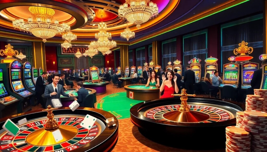 Players experiencing the thrill of victory at https://nekatwinofficial.com/, surrounded by vibrant casino elements.