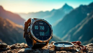 Engaging visual of Explorer GPS Smart Watch showcasing fitness metrics during an outdoor adventure.