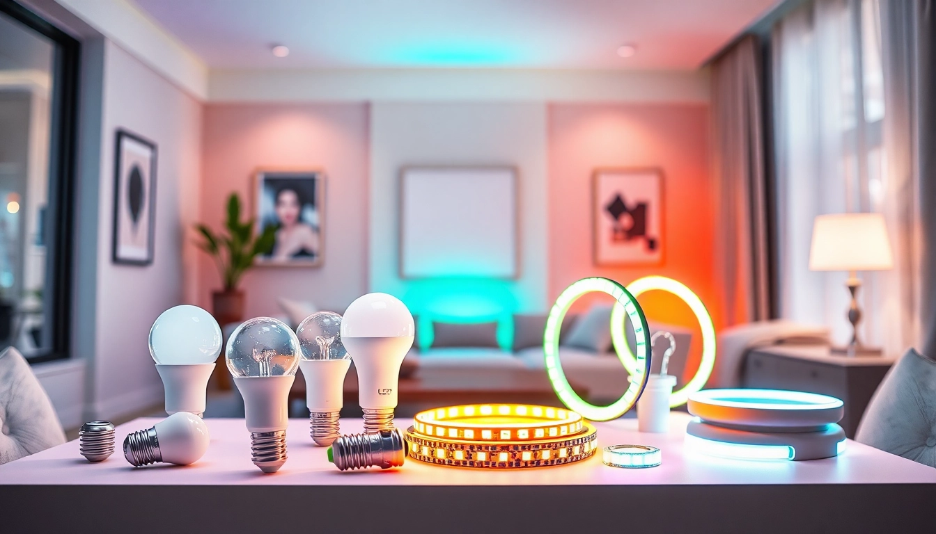 Verken de producten van online led shop met moderne LED-verlichting in een stijlvolle setting.