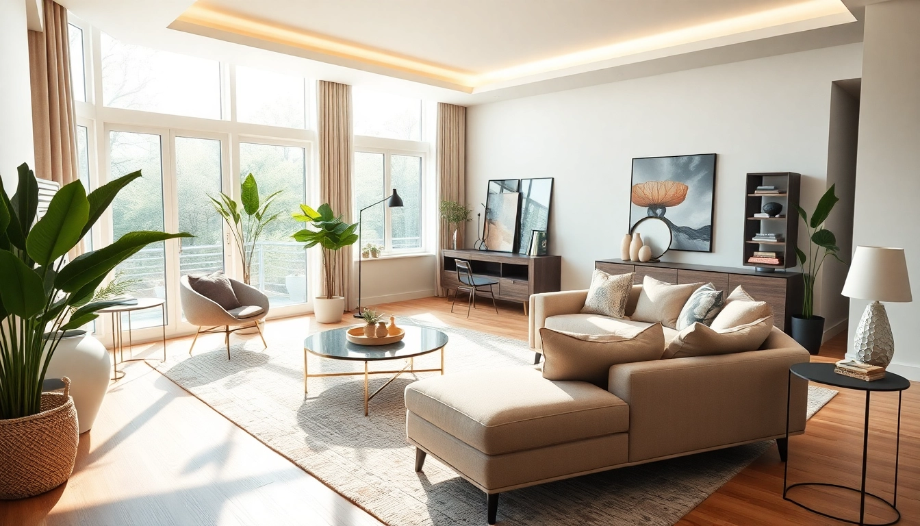 Projektowanie wnętrz online w nowoczesnym salonie z eleganckimi detalami.